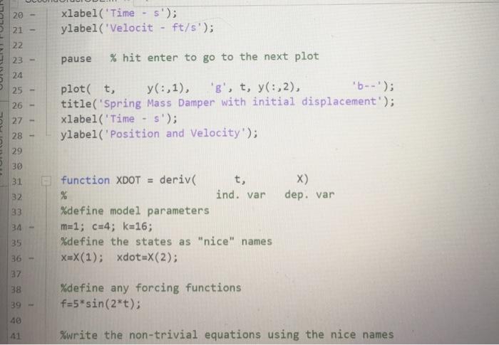 thumbs up, Thanks. 5. Modify - SecondOrder ODE.m to do the following:
