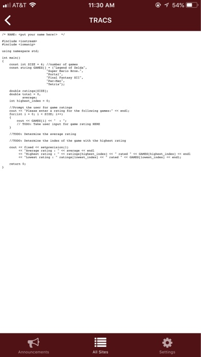 lets the user enter (from the console) a rating for the following