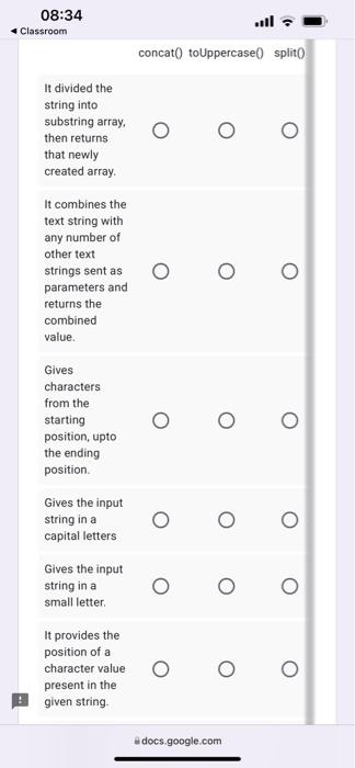  08:34 Classroom concat() to Uppercase( split() It divided the string into