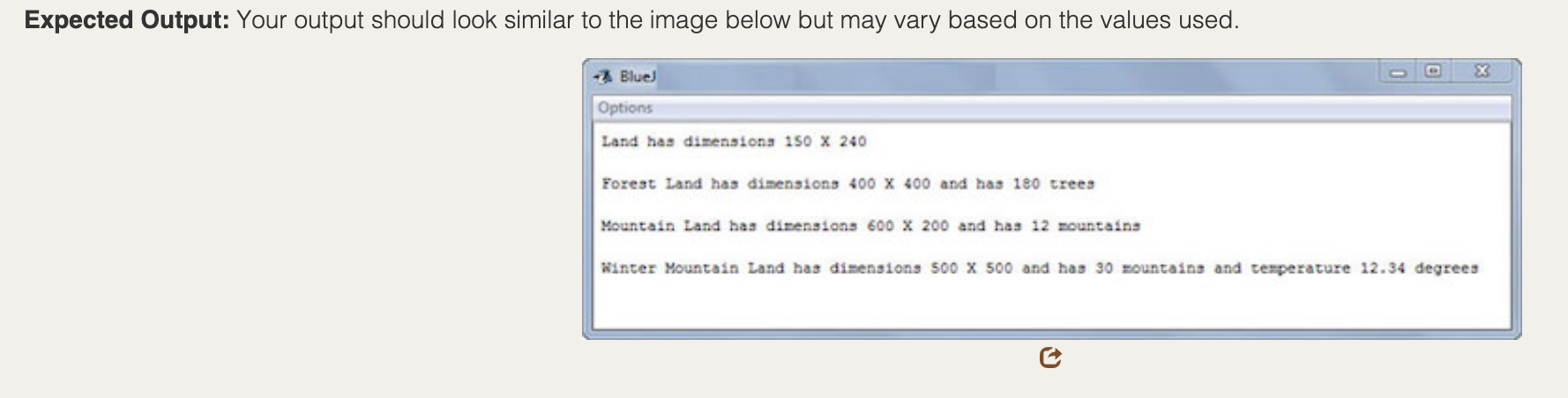sure the program has all the components of the rubric. Rubric Terrain.Java: