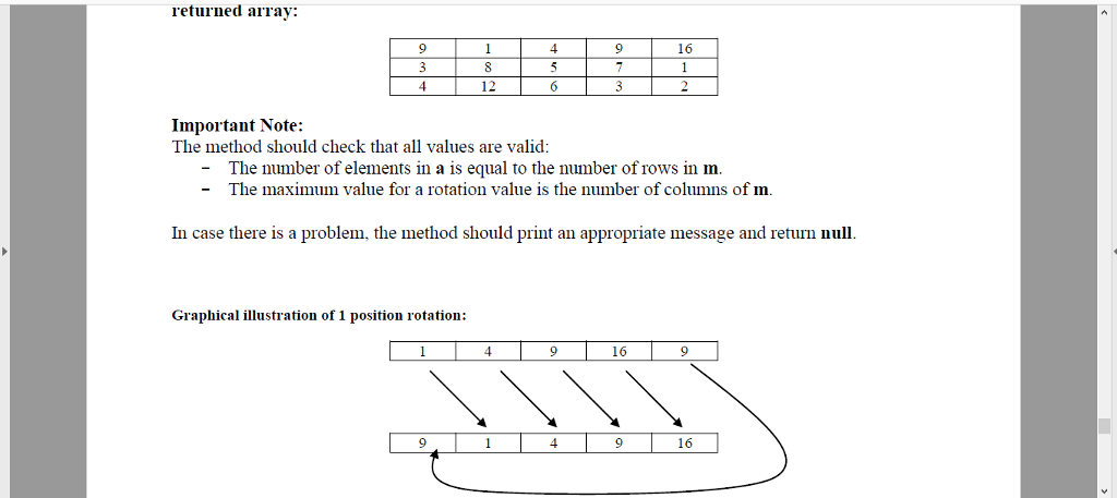 2D array m 2- A 1D array a. The method should then