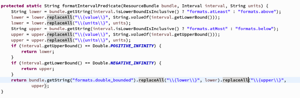 Write a unit test case for this method. protected static String formatIntervalPredicate(ResourceBundle