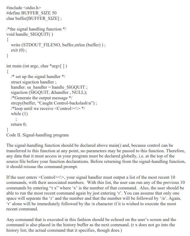 separate process. A shell interface provides the user a prompt after which