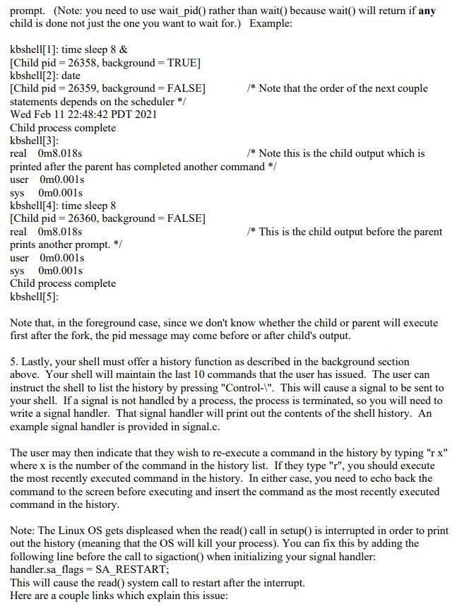 and user's next command: cat prog.c. This command displays the contents of