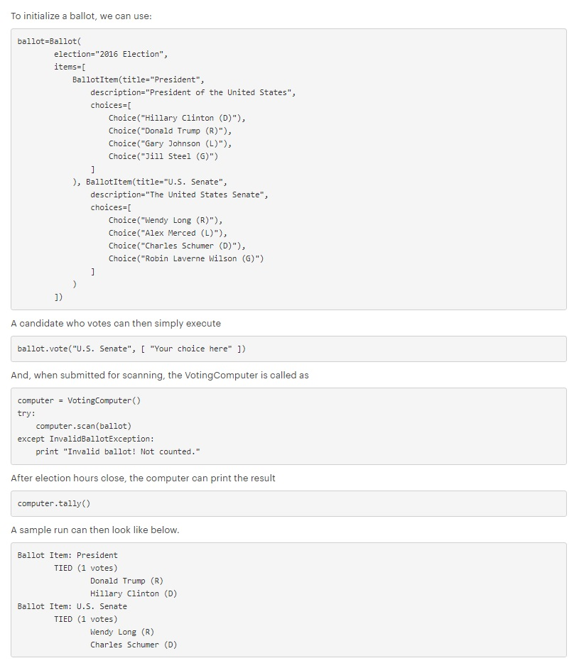You will implement a number of classes that simulate the voting process.