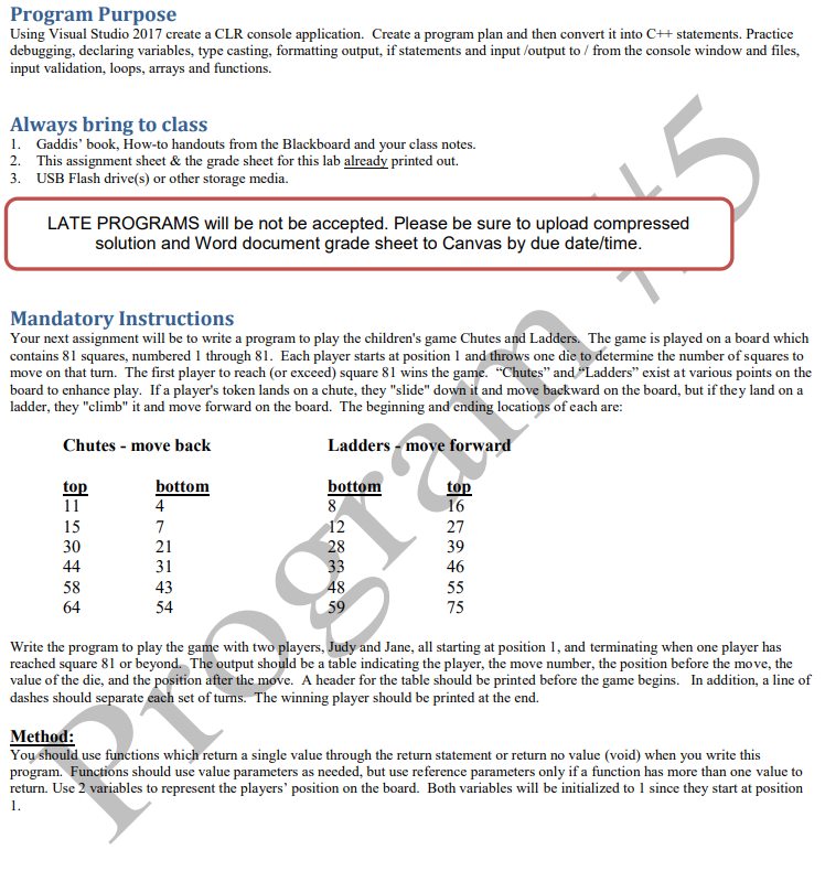  Program Purpose Using Visual Studio 2017 create a CLR console application.