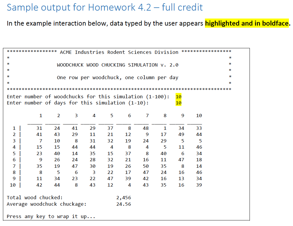 Please help with this C# prompt to create a simulation to answer
