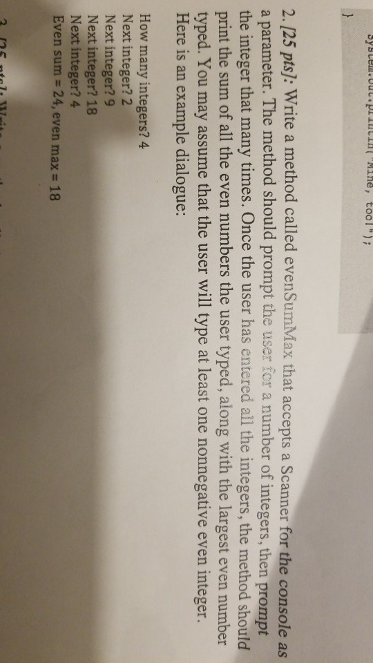 y Len.ou?pr m tin("Mine, tool"); 2./25 pts): Write a method called