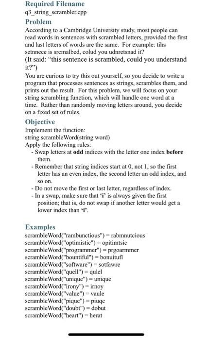  Required Filename 43_string_scrambler.cpp Problem According to a Cambridge University study, most