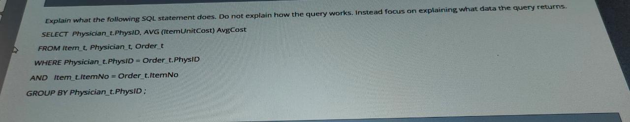 not explain how the query works. Instead focus on explaining what data
