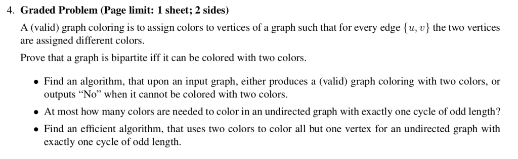 Use pseudocode to answer this question. 4. Graded Problem (Page limit: 1