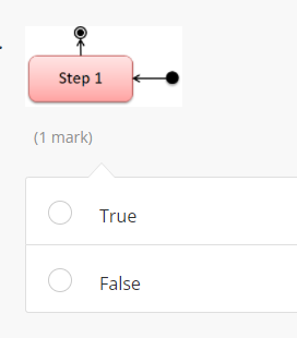 mark) True False Step 1 (1 mark) O True O False Activity