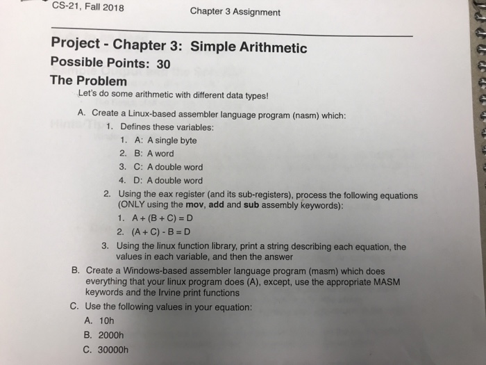  CS-21, Fall 2018 Chapter 3 Assignment Project - Chapter 3: Simple