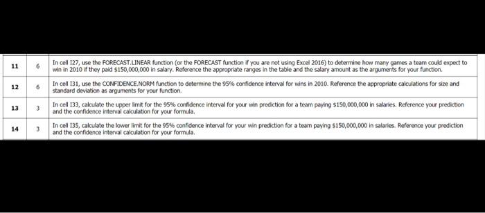 Need help on the last 4 tasks (please include excel formulas). 11