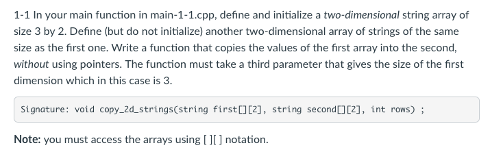  C++ question 1-1 In your main function in main-1-1.cpp, define and