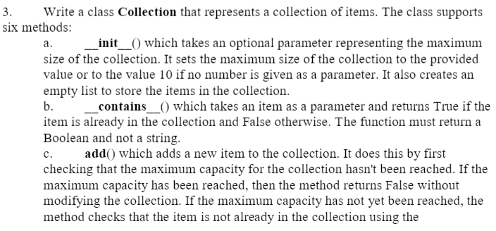 Need help with Intro to Computer Science 2 (Python) problem: 3. Write