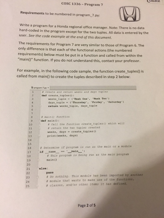 COSC 1336 Program 7 can be completed using content from the following