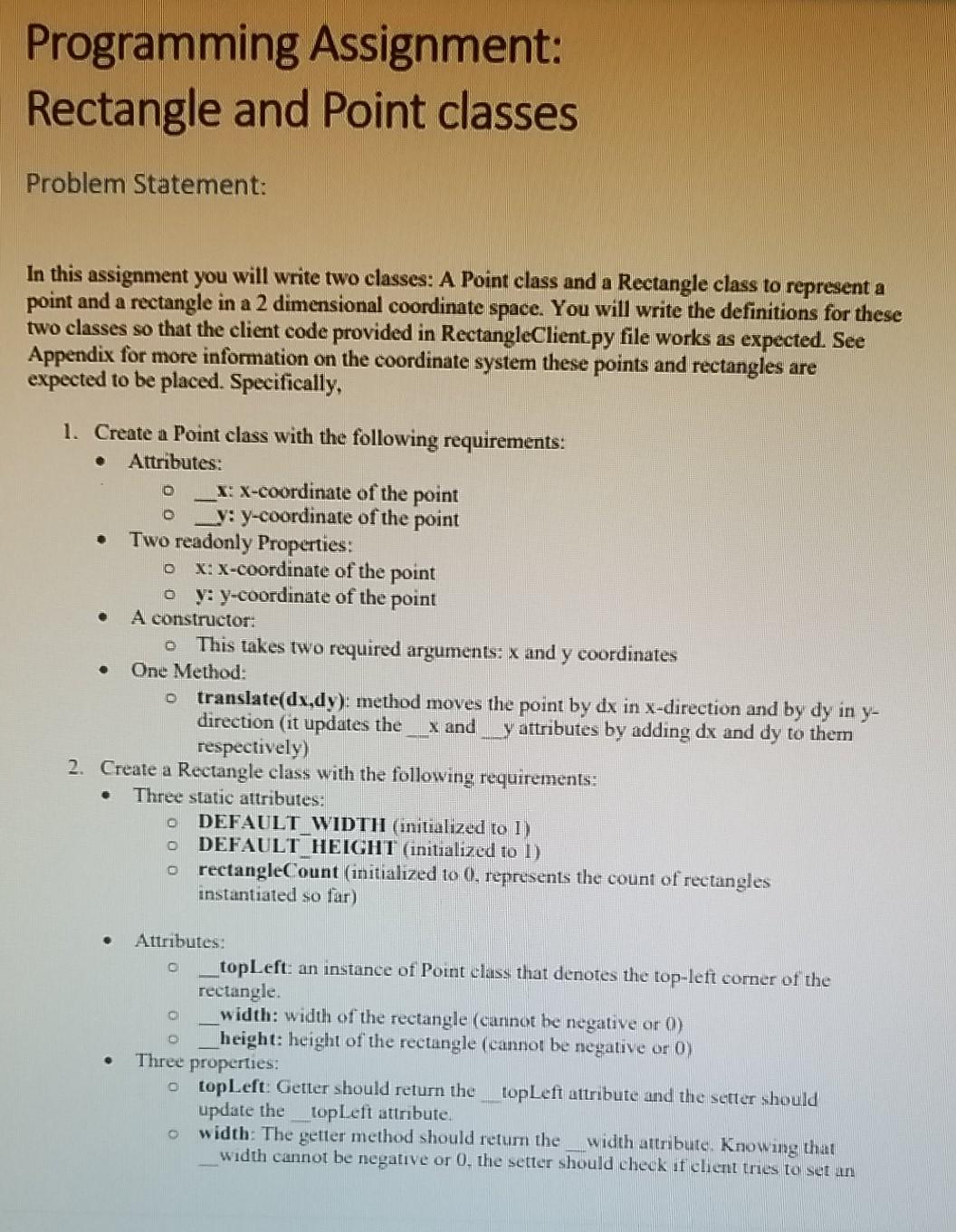  python code, I have the instructions and given client code to