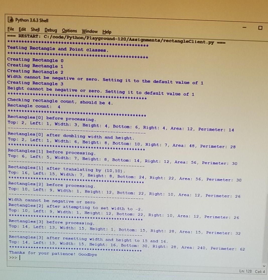 clint code. Programming Assignment: Rectangle and Point classes Problem Statement: In this