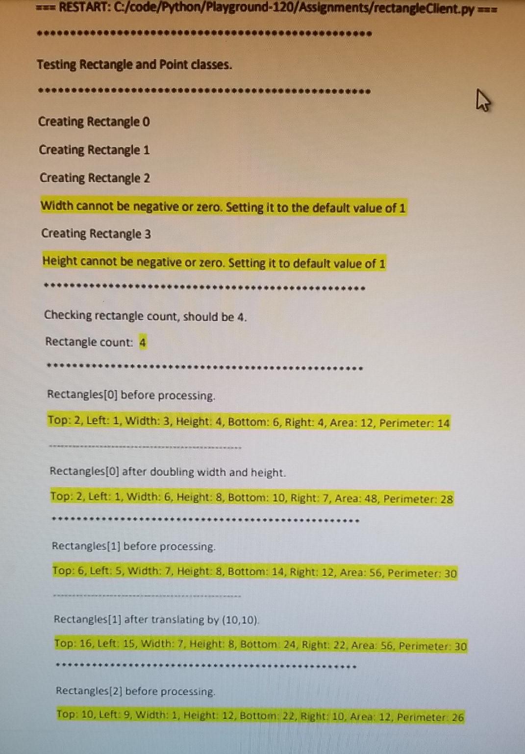 assignment you will write two classes: A Point class and a Rectangle
