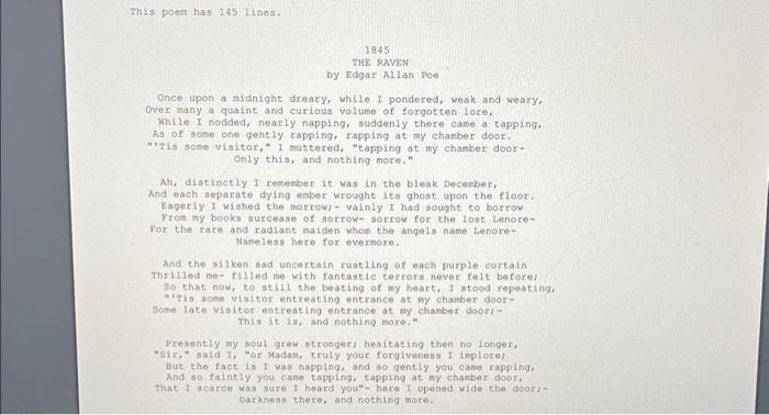 (NO FILE POINTERS). Your program will read in text from the given