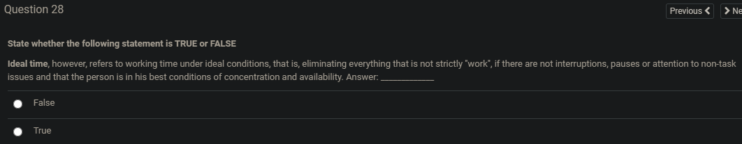  Question 28 Previous > Ne State whether the following statement is