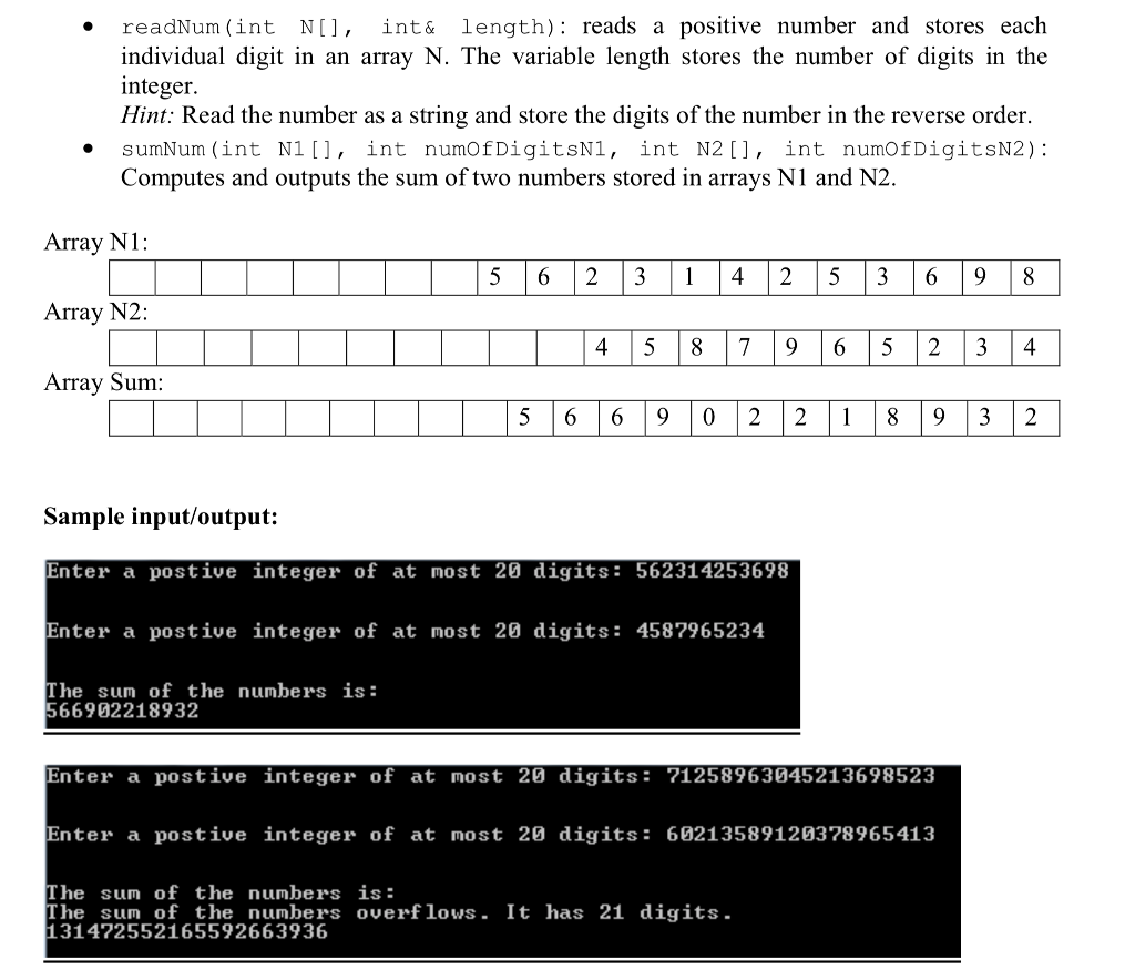 string num; cout for (int i=20; i>=0; i--) { N[i]=num%10; num=num/10; }