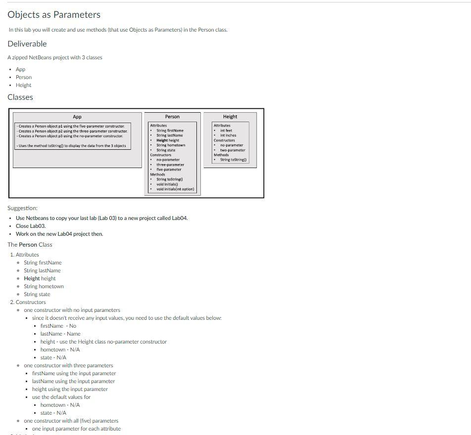 Please use new code Objects as Parameters In this lab you will