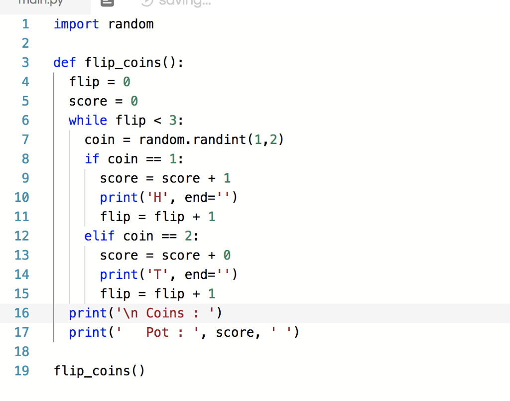 How do I get the three randomely generated coin flips to
