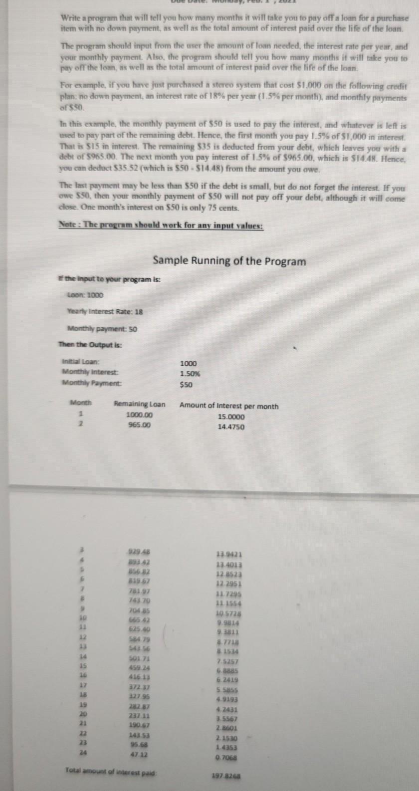  Help.!!!!! need a c++ program. Write a program that will tell