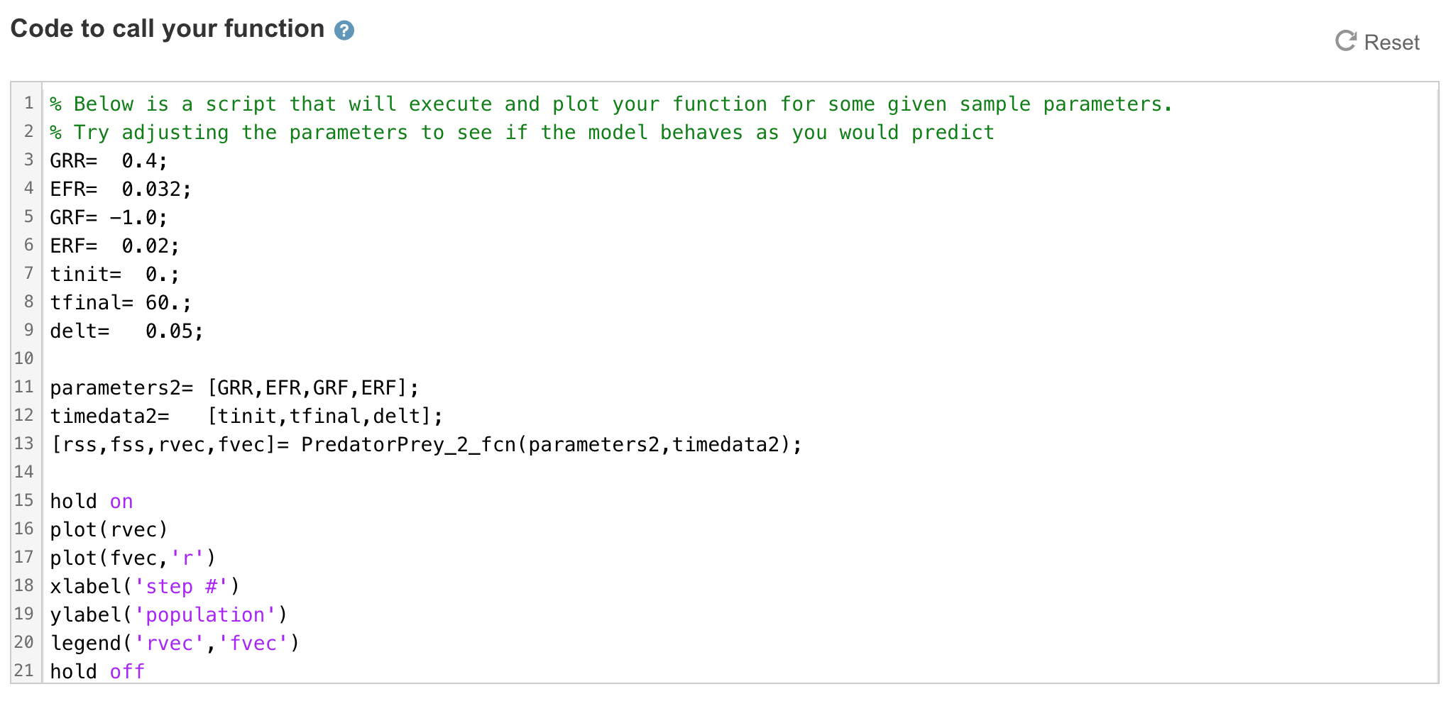 in a non-zero steady-state condition. Use (rss,fss) as initial conditions and show