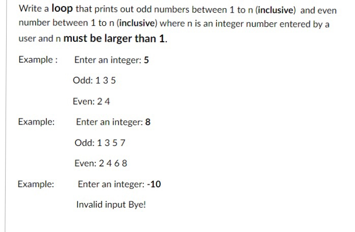  Write a loop that prints out odd numbers between 1 to