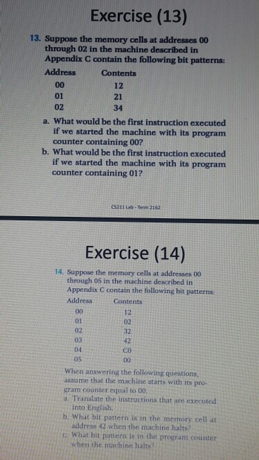  c:what bit pattern is in program counter when the machine halts?