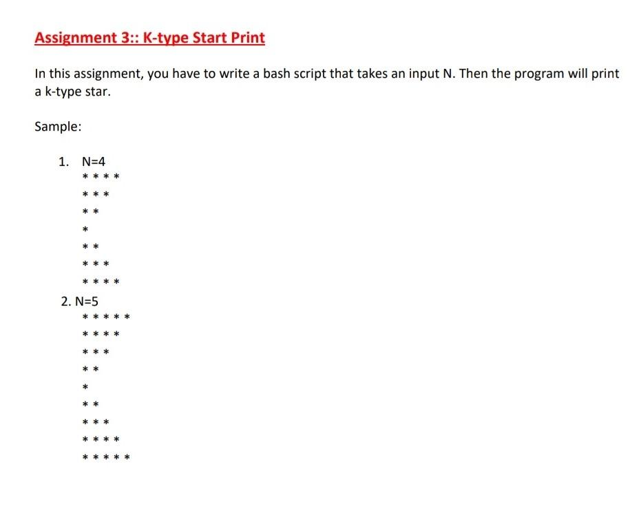 Assignment 3:: K-type Start Print In this assignment, you have to