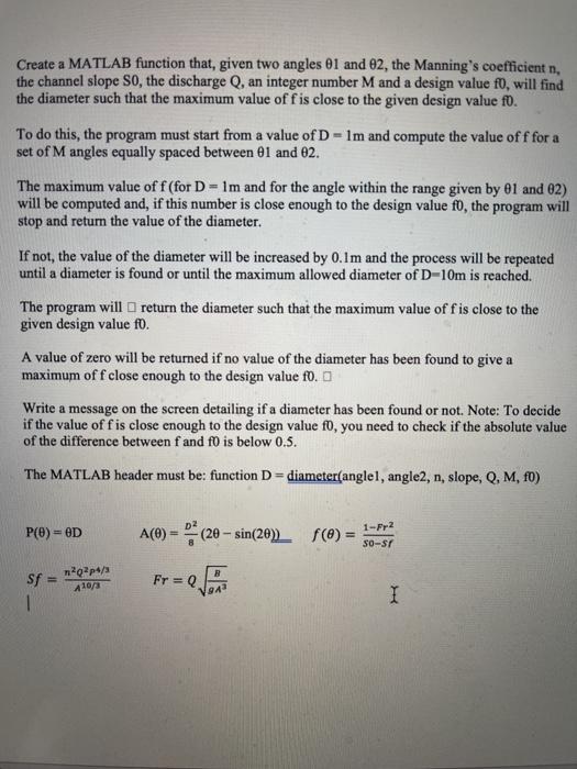  Create a MATLAB function that, given two angles 01 and 02,