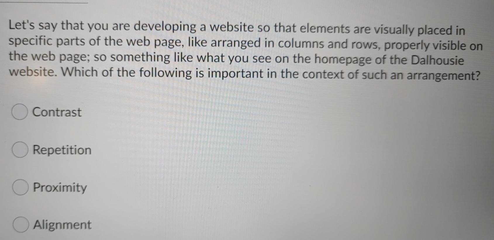 a website so that elements are visually placed in specific parts of
