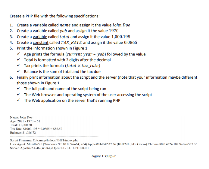  Create a PHP file with the following specifications: 1. Create a