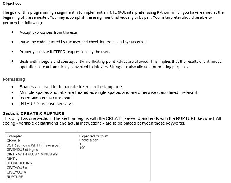  Objectives The goal of this programming assignment is to implement an