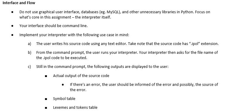 interpreter should be able to perform the following Accept expressions from the