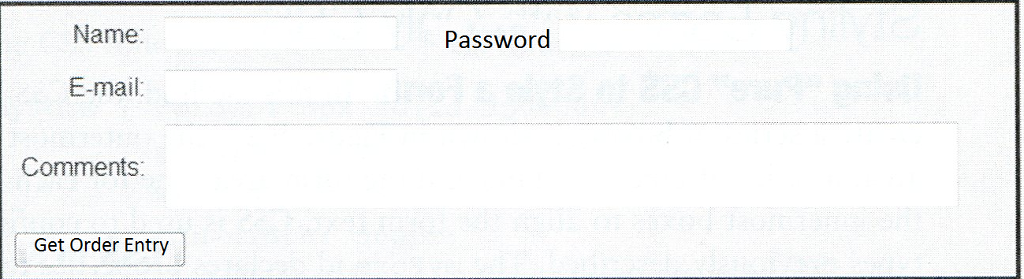1. Create an Order Entry web page form as shown above. Specifications: