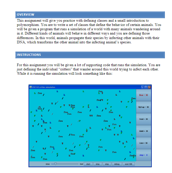  Answer in Java Please. OVERVIEW This assignment will give you practice