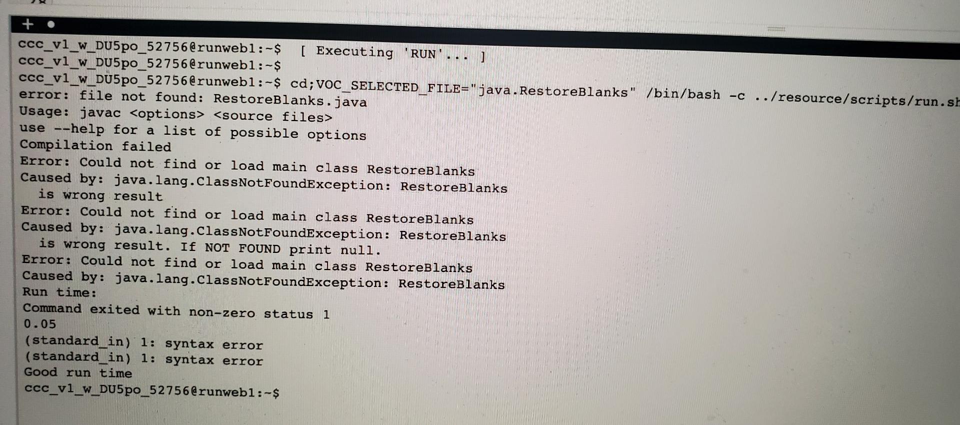main class RestoreBlanks in the code. can you fix it for me