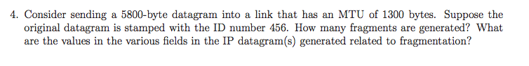 Consider sending a 5800-byte datagram into a link that has an