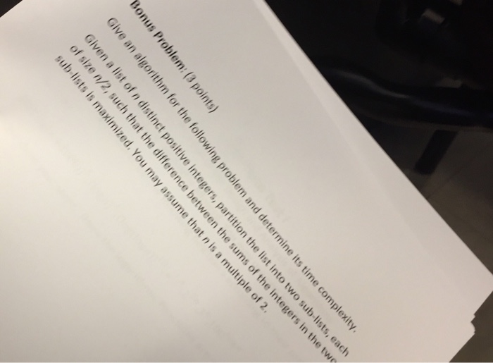  Give an algorithm for the following problem and determine its time