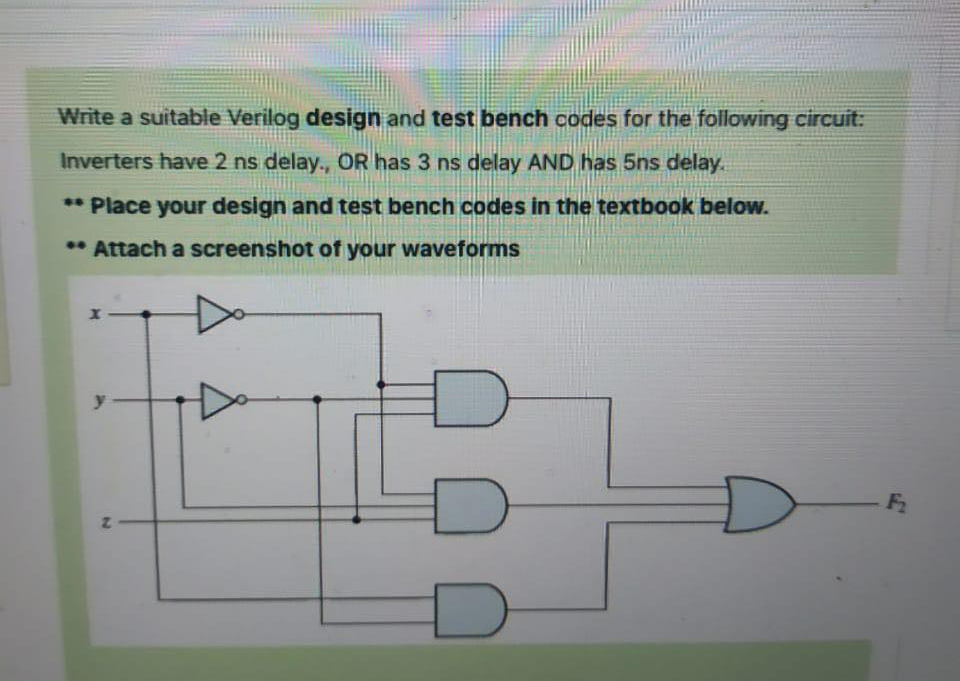  ADVANCED DIGITAL Write a suitable Verilog design and test bench codes