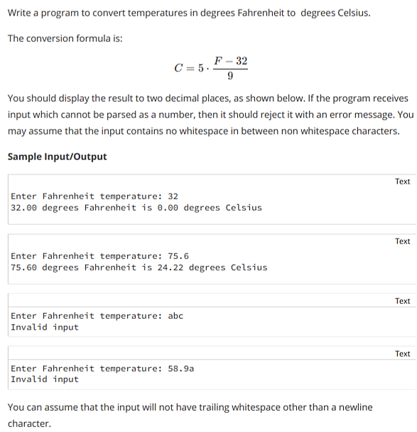 C programming Write a program to convert temperatures in degrees Fahrenheit to