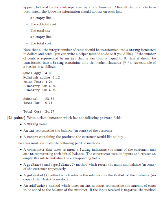 you submit should be part of a package named assignment1. Market Place