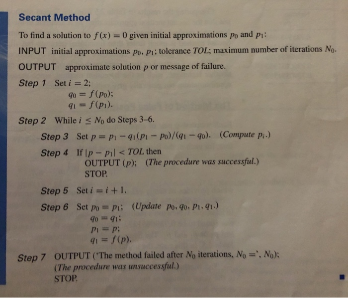 How to code this in Matlab? Secant Method To find a solution