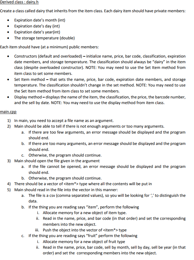 Name (string) . Price (double) . Bar Code Number (string -the number