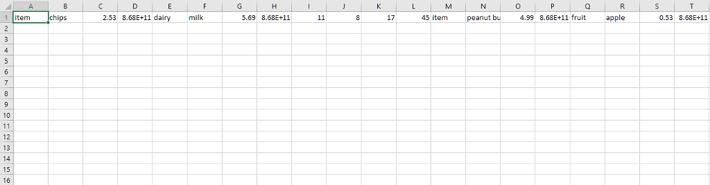 price, bar code, and classification. The classification should always be "general" in